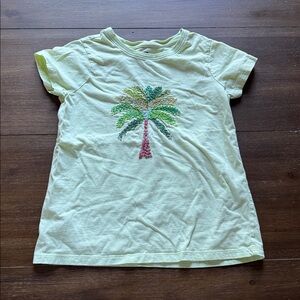 Size 10 Tea Collection cotton tee with palm tree embroidered appliqué